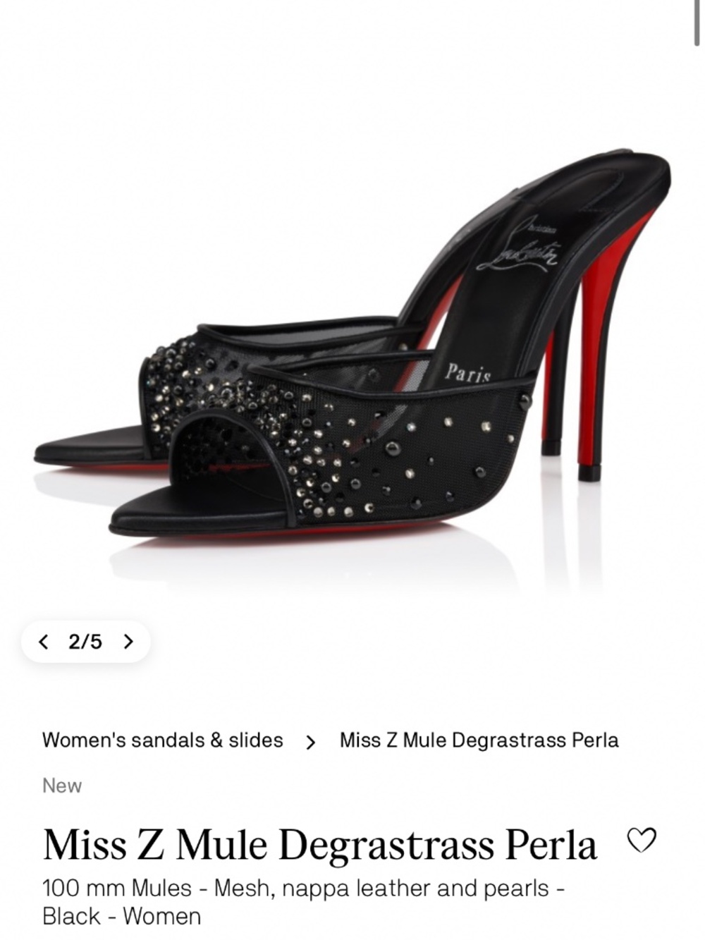 Christian Louboutin Miss Z Mule Degrastrass Perla